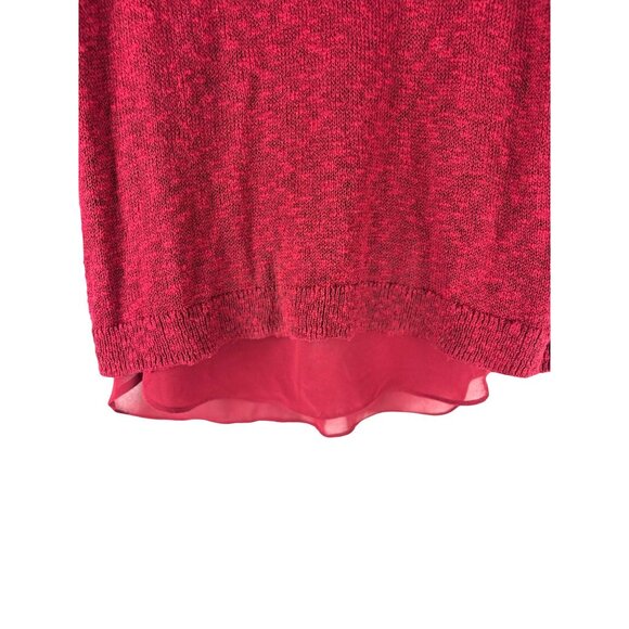 Boho Cottage Feminine Sheer Lucky Brand Crochet Knit Red Sweater, Women's Medium - Picture 7 of 7